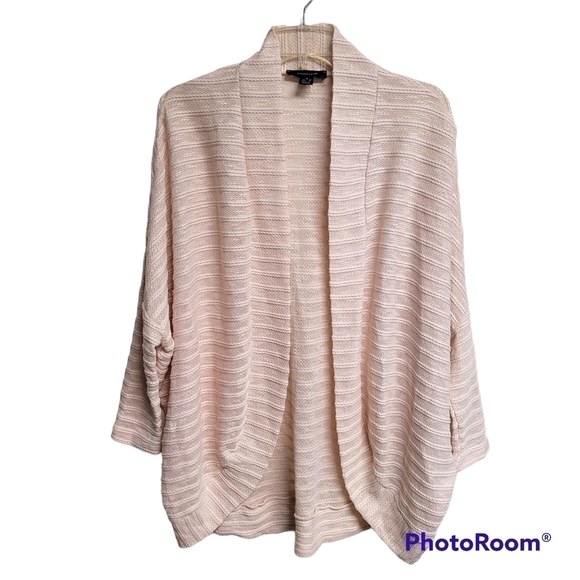 Atmosphere Blush Pink Lightly Sheer Stripe Dolman Sleeve Open Front Cardigan 6 - Picture 1 of 9